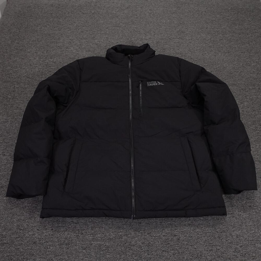 Eddie Bauer Jacket Mens XL Black 550 Down Puffer Full Zip Winter Outdoor